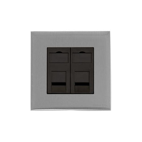 Winchester Range Satin Chrome Switches & Sockets, W03 - 2 Gang RJ45 by Heritage Brass By M-Marcus