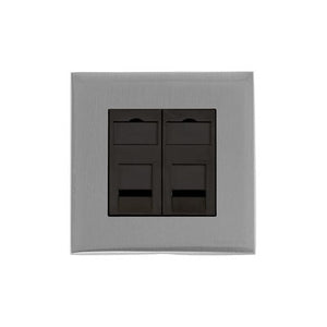 Winchester Range Satin Chrome Switches & Sockets, W03 - 2 Gang RJ45 by Heritage Brass By M-Marcus