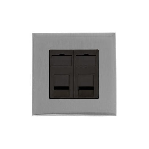 Winchester Range Satin Chrome Switches & Sockets, W03 - 2 Gang RJ45 by Heritage Brass By M-Marcus