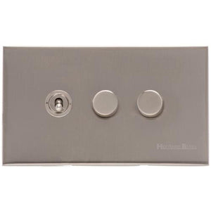 Winchester Range Satin Nickel Switches & Sockets, W05 - 3G Mixed Toggle Dimmer Switch 1xToggle 2xTED by Heritage Brass By M-Marcus