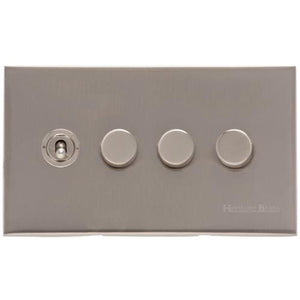 Winchester Range Satin Nickel Switches & Sockets, W05 - 4G Mixed Toggle Dimmer Switch 1xToggle 3xTED by Heritage Brass By M-Marcus