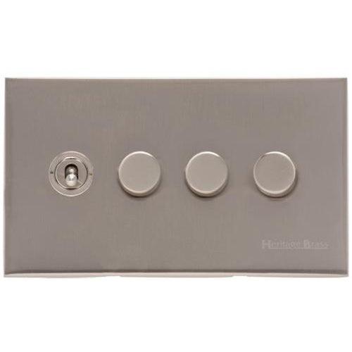 Winchester Range Satin Nickel Switches & Sockets, W05 - 4G Mixed Toggle Dimmer Switch 1xToggle 3xTED by Heritage Brass By M-Marcus