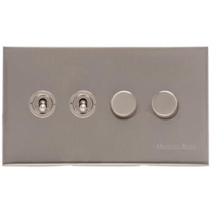 Winchester Range Satin Nickel Switches & Sockets, W05 - 4G Mixed Toggle Dimmer Switch 2xToggle 2xTED by Heritage Brass By M-Marcus