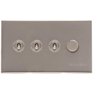 Winchester Range Satin Nickel Switches & Sockets, W05 - 4G Mixed Toggle Dimmer Switch 3xToggle 1xTED by Heritage Brass By M-Marcus