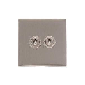 Windsor Range Satin Nickel Switches & Sockets, WN5 - 2 Gang Toggle Switch by Heritage Brass By M-Marcus