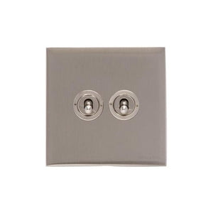 Windsor Range Satin Nickel Switches & Sockets, WN5 - 2 Gang Toggle Switch by Heritage Brass By M-Marcus