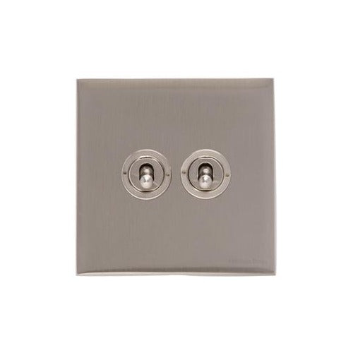 Windsor Range Satin Nickel Switches & Sockets, WN5 - 2 Gang Toggle Switch by Heritage Brass By M-Marcus