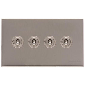 Winchester Range Satin Nickel Switches & Sockets, W05 - 4 Gang Toggle Switch by Heritage Brass By M-Marcus