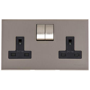 Winchester Range Satin Nickel Switches & Sockets, W05 - Double Socket (13 Amp) by Heritage Brass By M-Marcus