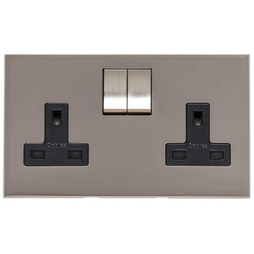 Winchester Range Satin Nickel Switches & Sockets, W05 - Double Socket (13 Amp) by Heritage Brass By M-Marcus