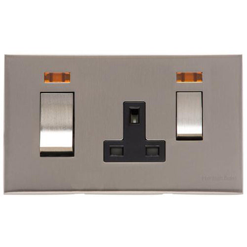 Winchester Range Satin Nickel Switches & Sockets, W05 - 45A Cooker Unit + 13A Socket by Heritage Brass By M-Marcus