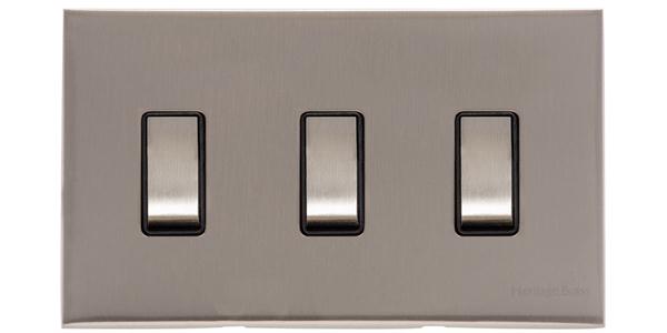 Winchester Range - Satin Nickel - 3 Gang 10 Amp Switch (Double Plate)