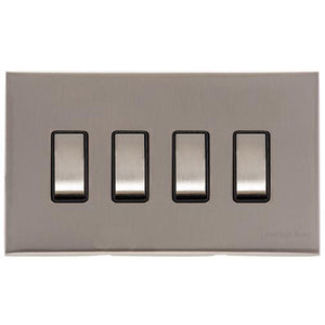 Winchester Range Satin Nickel Switches & Sockets, W05 - 4 Gang Rocker Switch by Heritage Brass By M-Marcus