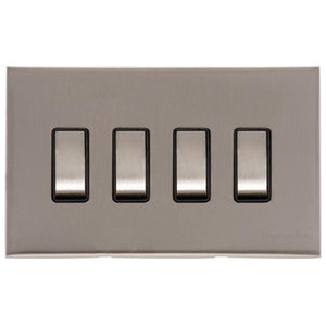 Winchester Range Satin Nickel Switches & Sockets, W05 - 4 Gang Rocker Switch by Heritage Brass By M-Marcus
