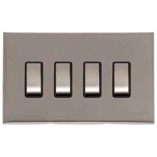 Winchester Range Satin Nickel Switches & Sockets, W05 - 4 Gang Rocker Switch by Heritage Brass By M-Marcus
