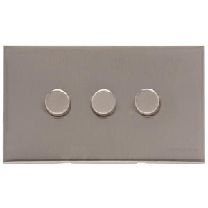 Winchester Range Satin Nickel Switches & Sockets, W05 - 3 Gang Dimmer 400 watts (Compatible with halogen/ incandescent bulbs) by Heritage Brass By M-Marcus