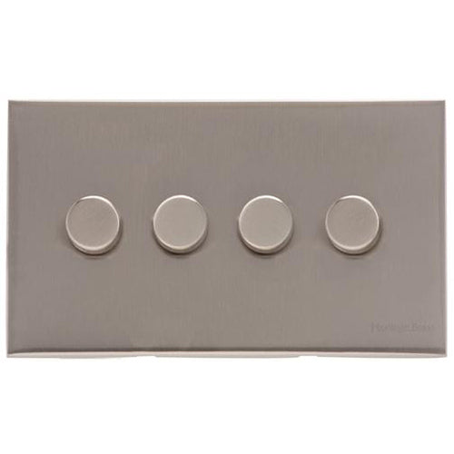 Winchester Range Satin Nickel Switches & Sockets, W05 - 4 Gang TED Dimmer (Compatible with LED Lamps) by Heritage Brass By M-Marcus