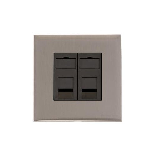 Winchester Range Satin Nickel Switches & Sockets, W05 - 2 Gang RJ45 by Heritage Brass By M-Marcus