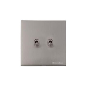 Windsor Range Satin Nickel Switches & Sockets, WN5 - 2 Gang Stockholm Toggle by Heritage Brass By M-Marcus