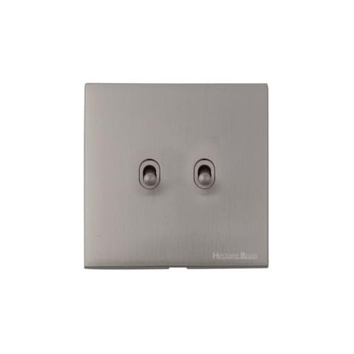 Windsor Range Satin Nickel Switches & Sockets, WN5 - 2 Gang Stockholm Toggle by Heritage Brass By M-Marcus