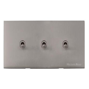 Windsor Range Satin Nickel Switches & Sockets, WN5 - 3 Gang Stockholm Toggle by Heritage Brass By M-Marcus