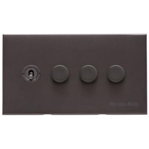 Winchester Range Matt Bronze Switches & Sockets, W09 - 4G Mixed Toggle Dimmer Switch 1xToggle 3xTED by Heritage Brass By M-Marcus