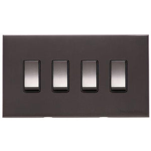 Winchester Range Matt Bronze Switches & Sockets, W09 - 4 Gang Rocker Switch by Heritage Brass By M-Marcus