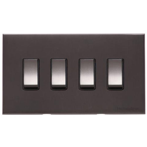Winchester Range Matt Bronze Switches & Sockets, W09 - 4 Gang Rocker Switch by Heritage Brass By M-Marcus