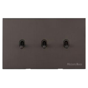 Winchester Range Matt Bronze Switches & Sockets, W09 - 3 Gang Stockholm Toggle by Heritage Brass By M-Marcus