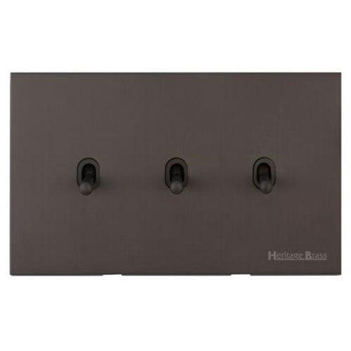 Winchester Range Matt Bronze Switches & Sockets, W09 - 3 Gang Stockholm Toggle by Heritage Brass By M-Marcus