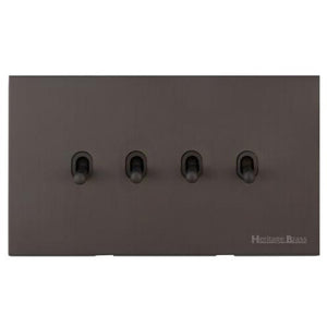 Winchester Range Matt Bronze Switches & Sockets, W09 - 4 Gang Stockholm Toggle by Heritage Brass By M-Marcus