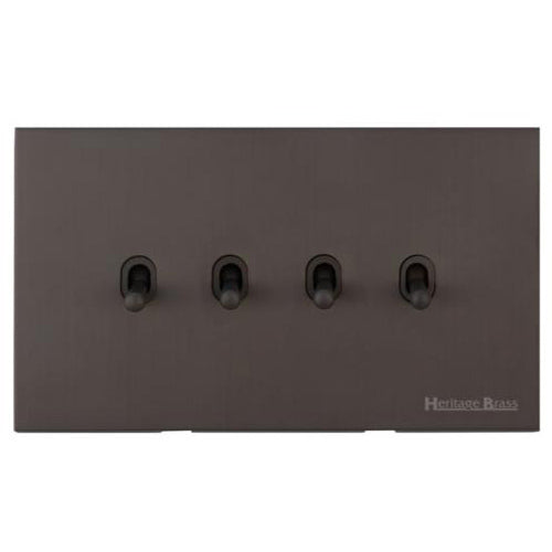 Winchester Range Matt Bronze Switches & Sockets, W09 - 4 Gang Stockholm Toggle by Heritage Brass By M-Marcus