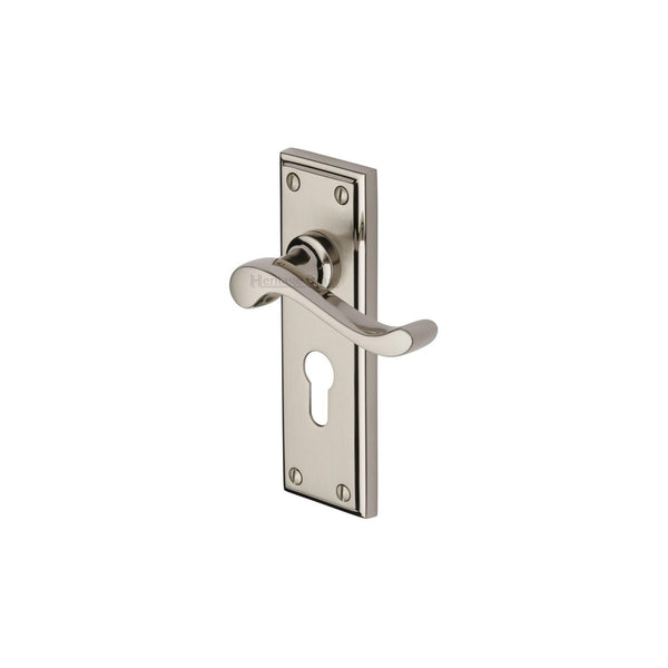 Edwardian Door Handle on Plate by M Marcus - Heritage Brass