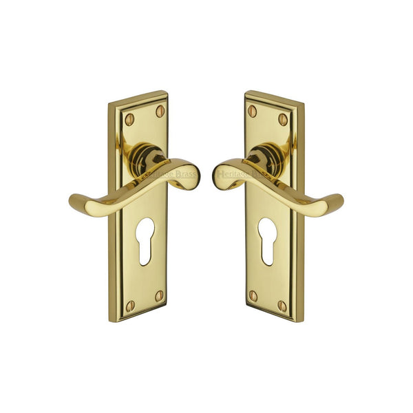 Edwardian Door Handle on Plate by M Marcus - Heritage Brass