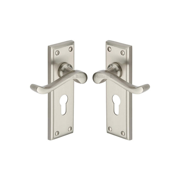Edwardian Door Handle on Plate by M Marcus - Heritage Brass