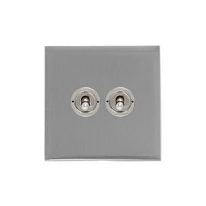 Windsor Range Satin Chrome Silk Switches & Sockets, WN35 - 2 Gang Toggle Switch by Heritage Brass By M-Marcus