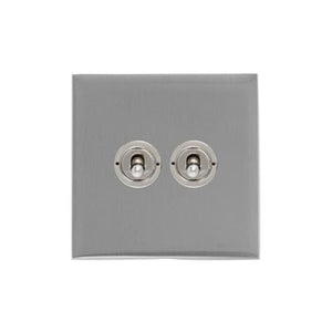 Windsor Range Satin Chrome Silk Switches & Sockets, WN35 - 2 Gang Toggle Switch by Heritage Brass By M-Marcus