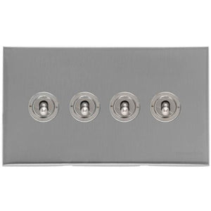 Winchester Range Satin Chrome Silk Switches & Sockets, W35 - 4 Gang Toggle Switch by Heritage Brass By M-Marcus