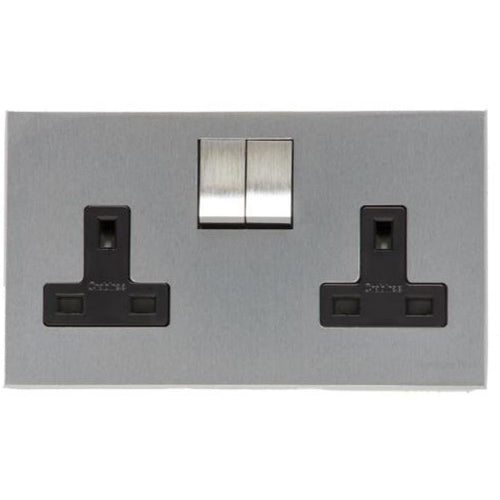 Winchester Range Satin Chrome Silk Switches & Sockets, W35 - Double Socket (13 Amp) by Heritage Brass By M-Marcus