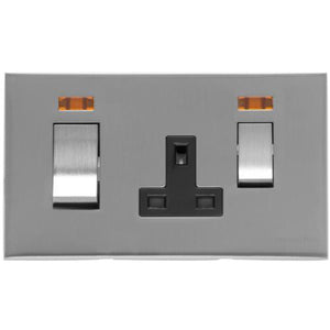 Winchester Range Satin Chrome Silk Switches & Sockets, W35 - 45A Cooker Unit + 13A Socket by Heritage Brass By M-Marcus