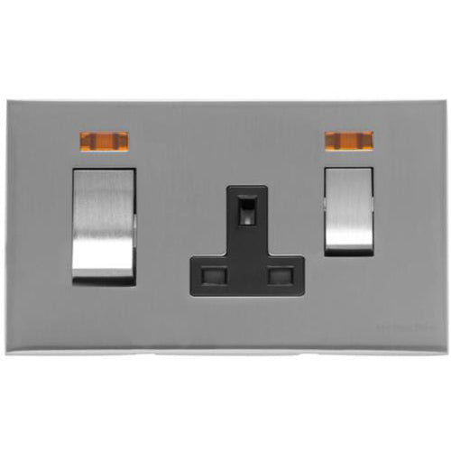 Winchester Range Satin Chrome Silk Switches & Sockets, W35 - 45A Cooker Unit + 13A Socket by Heritage Brass By M-Marcus