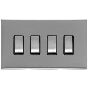 Winchester Range Satin Chrome Silk Switches & Sockets, W35 - 4 Gang Rocker Switch by Heritage Brass By M-Marcus
