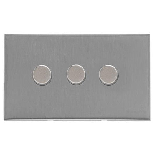 Winchester Range Satin Chrome Silk Switches & Sockets, W35 - 3G Multi Location Primary Dimmer by Heritage Brass By M-Marcus