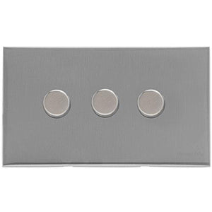 Winchester Range Satin Chrome Silk Switches & Sockets, W35 - 3 Gang TED Dimmer (Compatible with LED Lamps) by Heritage Brass By M-Marcus