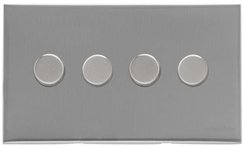 Heritage Brass Electrical, Winchester Range - Satin Chrome Silk - 4 Gang Dimmer (400 watts), 4 Gang Dimmer (400 watts), 4 Gang Dimmer (400 watts)