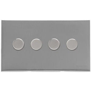 Winchester Range Satin Chrome Silk Switches & Sockets, W35 - 4 Gang TED Dimmer (Compatible with LED Lamps) by Heritage Brass By M-Marcus
