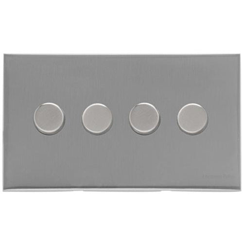 Winchester Range Satin Chrome Silk Switches & Sockets, W35 - 4 Gang TED Dimmer (Compatible with LED Lamps) by Heritage Brass By M-Marcus