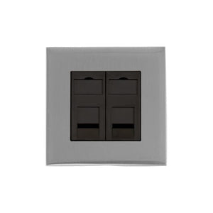 Winchester Range Satin Chrome Silk Switches & Sockets, W35 - 2 Gang RJ45 by Heritage Brass By M-Marcus