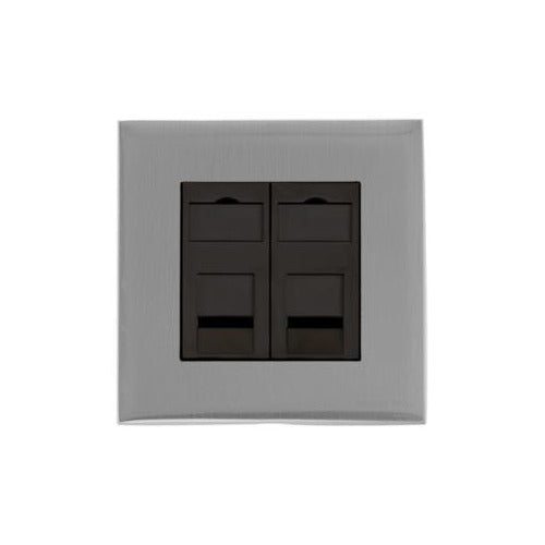 Winchester Range Satin Chrome Silk Switches & Sockets, W35 - 2 Gang RJ45 by Heritage Brass By M-Marcus