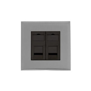 Winchester Range Satin Chrome Silk Switches & Sockets, W35 - 2 Gang RJ45 by Heritage Brass By M-Marcus
